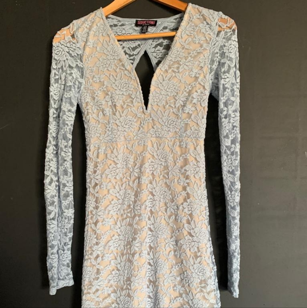 Super cute light blue lace dress. Size L. Fits more like a Medium